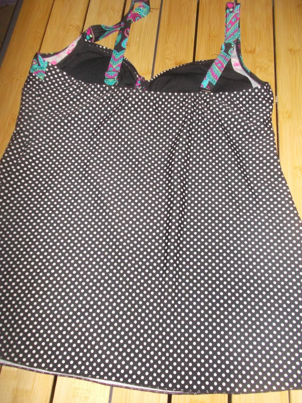 Maillot de bain 2 pièces tankini noir à pois - Bonprix - Taille M (42/44) – photo 2